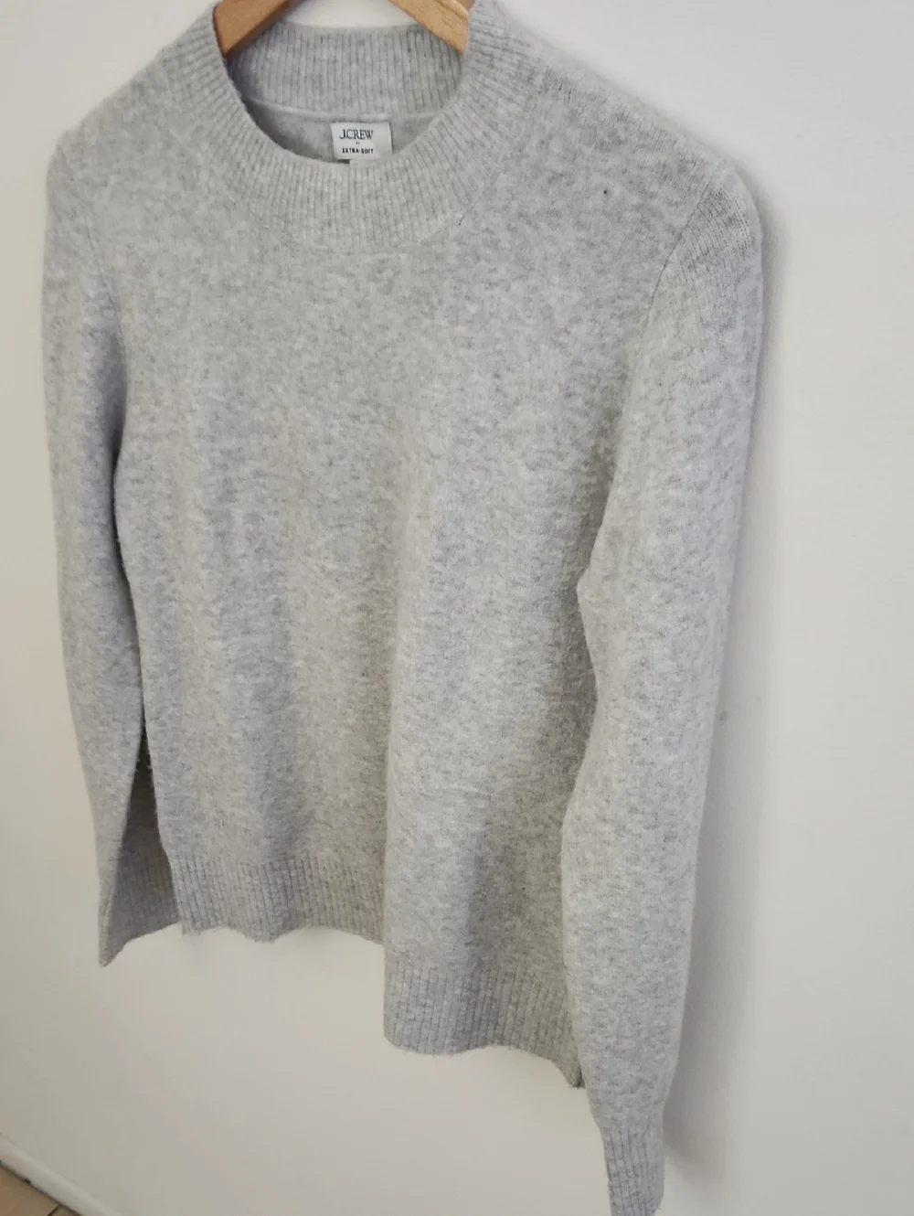 J. Crew Extra Soft Wool Blend Light Gray Crewneck Sweater Small